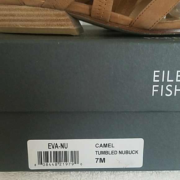 Eileen Fisher Eva Camel Leather Dress Sandals - Picture 6 of 7